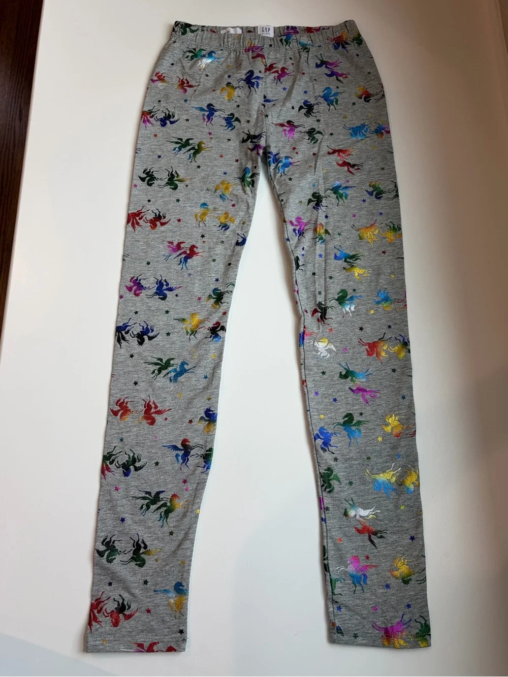 Gap Kids Girls Leggings Pants Rainbow Metallic Unicorn Cotton Stretch Size 8